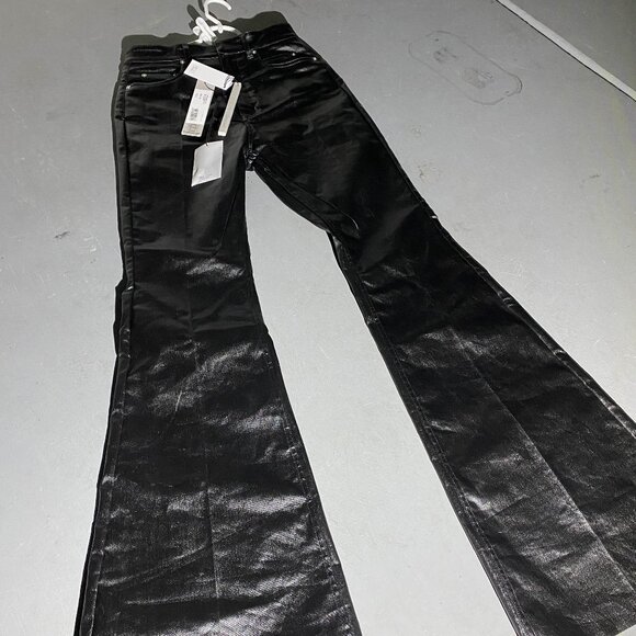 Rick Owens SS24 Lido Waxed Bolan Bootcut Jeans - Picture 1 of 6